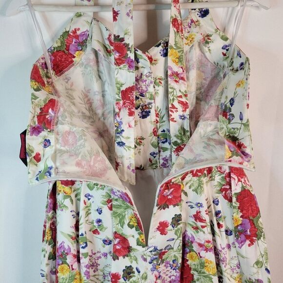 English Rose Miss Selfridge Floral Retro Sweetheart Tea Dress - Picture 8 of 16